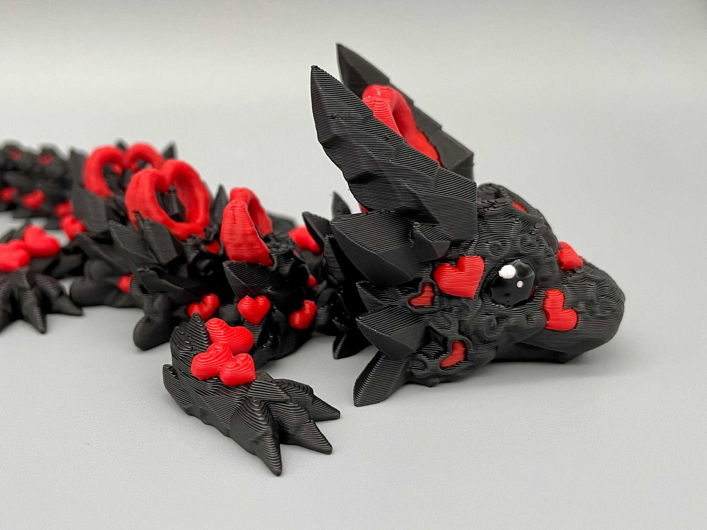 Heller und dunkler Herzdrache, beweglicher 3d gedruckter Drache