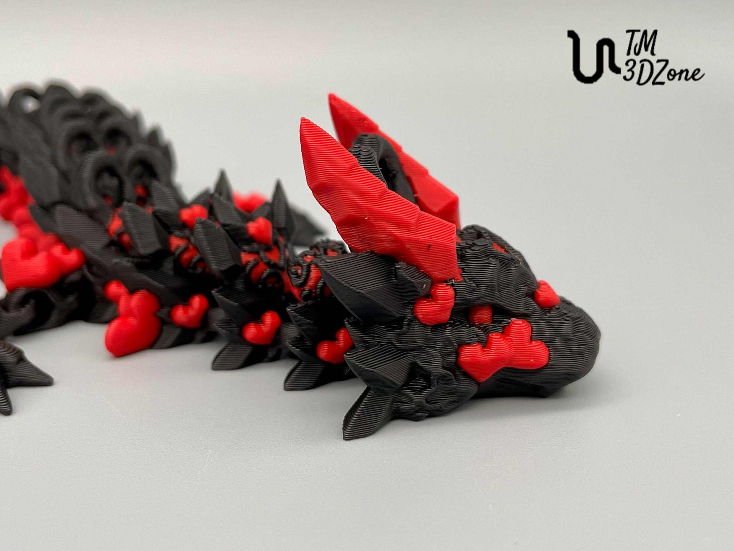 Heller und dunkler Herzdrache, beweglicher 3d gedruckter Drache